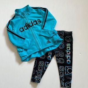 Adidas two piece turquoise & black track set.  Girls size 12 months